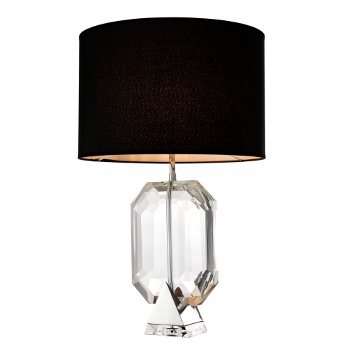 Table Lamp Emerald Nickel Finish Incl Black Shade 110144