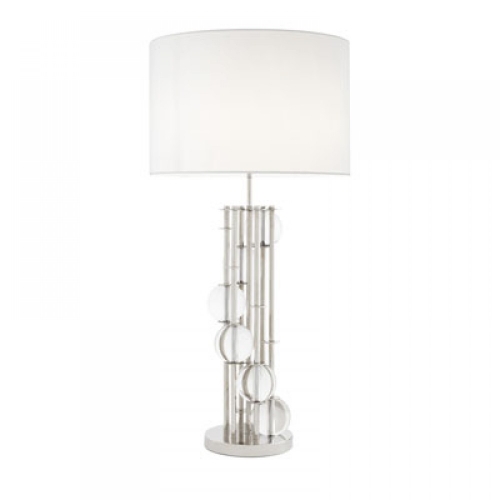 Table Lamp Lorenzo Nickel Finish In. White Shadeul Ul 109567