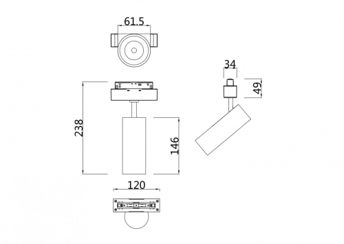 Трековый светильник Technical TR019-2-15W3K-W